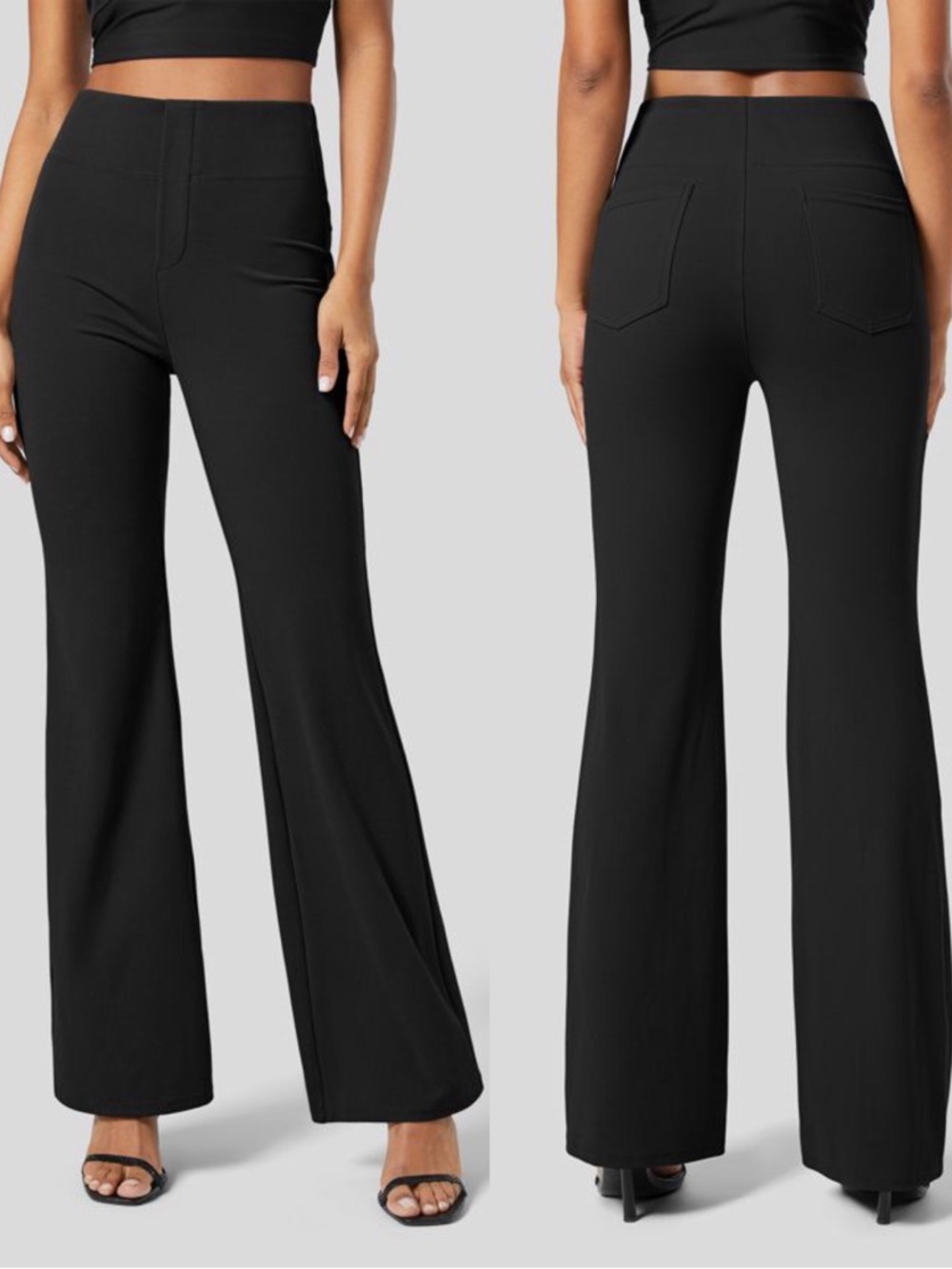 NWT Halara Flex High Waisted Back Side Pocket Slight Flare Work Pants Black XL